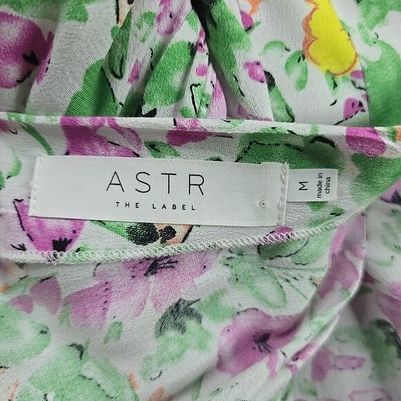 ASTR The Label Floral Puff Sleeve Top White Crop Medium Viscose - Picture 7 of 9